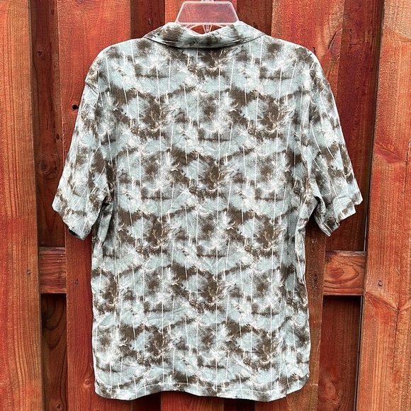 River Island Palm Print Revere Shirt Green Men’s Size M - Picture 13 of 15